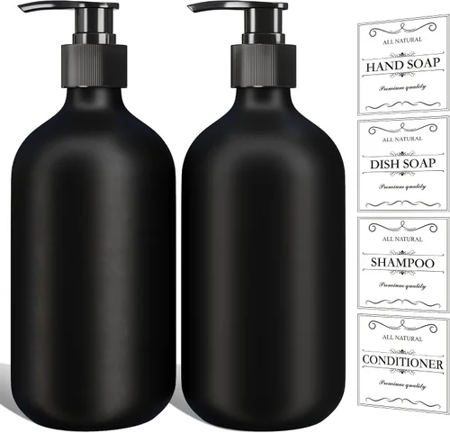 Miniatura 8 de 2 piezas de dispensador de jabón de platos ámbar para cocina (16 oz), dispensador de jabón de manos marrón para baño, juego de dispensador de jabón