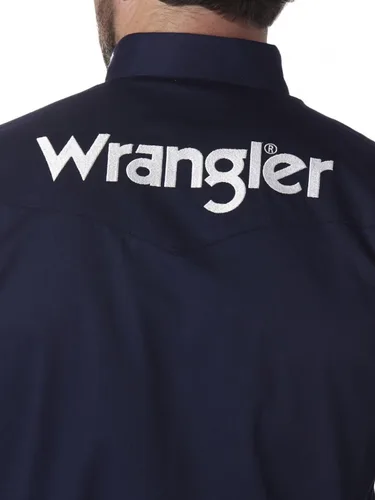 Miniatura 6 de Wrangler Camisa de manga larga para hombre grande y alto con logotipo grande y alto con dos bolsillos tejida