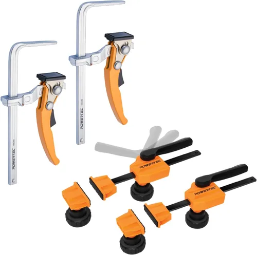 Miniatura 10 de Powertec 71542V - Abrazadera de mesa con trinquete de liberación rápida para MFT y sistema de guías, capacidad de 7 pulgadas (178 mm) x 2-3/8
