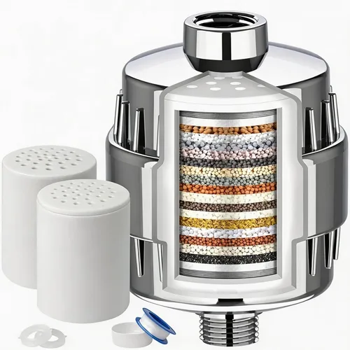 Miniatura 9 de Cartucho de repuesto para filtro de ducha de 25 etapas, 1 paquete de cartuchos universales para agua dura, elimina cloro, metales pesados, hierro