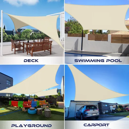 Miniatura 2 de Windscreen4less Toldo rectangular impermeable de 8 x 12 pies, con bloqueo UV, para patio trasero, terraza, balcón, pérgola, jardín (beige)