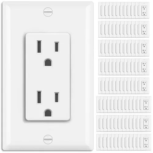 Miniatura 11 de BESTTEN Paquete de 20 tomas de corriente decoradora de pared de 15 amperios, no resistente a manipulaciones, placa de pared incluida