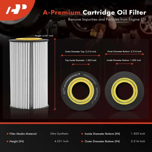 Miniatura 2 de A-Premium Filtro de aceite de protección mejorada de 20 mil millas compatible con modelos Mercedes-Benz y Chrysler y Dodge y Freightliner: C230