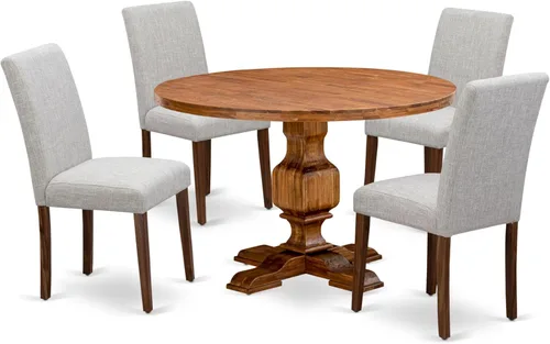 Miniatura 17 de East West Furniture I3AB5-747 - Juego de mesa de comedor de 5 piezas para 4 personas, incluye una mesa de cocina redonda con pedestal y 4 sillas