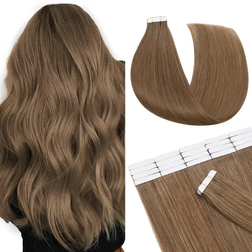 Miniatura 21 de Extensiones de cabello Sego, cabello humano estilo remy, con cinta adhesiva, lacio, cinta adhesiva de entramado tipo piel, sin costuras, invisible