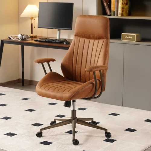 Miniatura 17 de Silla de escritorio para oficina en casa, respaldo alto, ruedas de goma, ergonómicas para computadora, con soporte lumbar, silla giratoria de altura