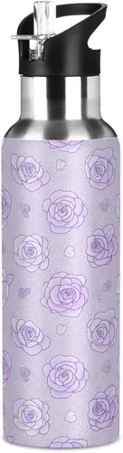 Miniatura 8 de Soft Pastel Style Roses Stainless Steel Vacuum Insulated Water Bottle 20 Oz, BPA-Free Sports Water Bottle Leakproof Water Bottles
