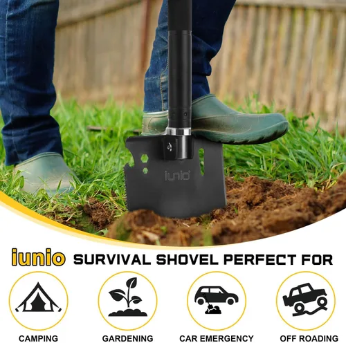 Miniatura 5 de iunio Pala de Camping, Pala Plegable, Portátil, Multiherramienta, Herramienta de Atrincheramiento Plegable, Pala Plegable, para Mochileros