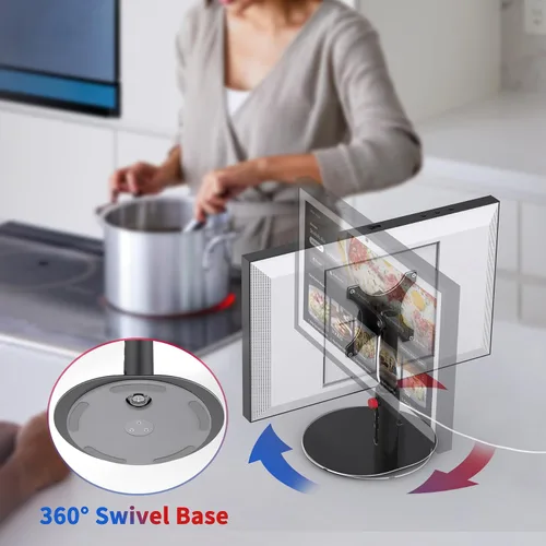 Miniatura 4 de Soporte para Echo Show 15 (1ª, 2ª generación), Echo Show 21 con diseño giratorio e inclinable, ajustes de altura de 4 niveles, soporte de montaje