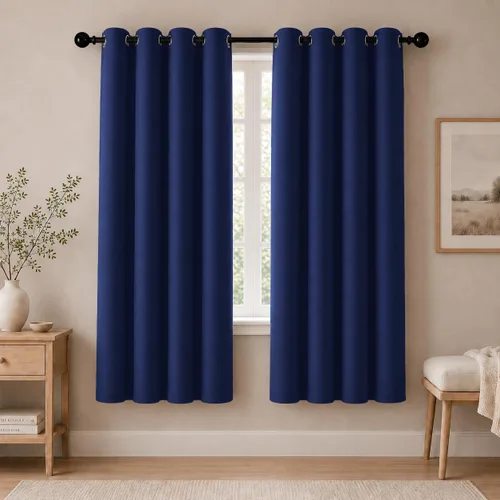 Miniatura 63 de Cortinas de oscurecimiento de habitación de 45 pulgadas de largo para dormitorio y sala de estar, cortinas térmicas aislantes con ojales