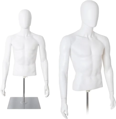 Miniatura 8 de maniquí femenino sin cabeza, de plástico ajustable, cuerpo medio para exhibición, con cabeza y soporte de metal, para tiendas minoristas de ropa