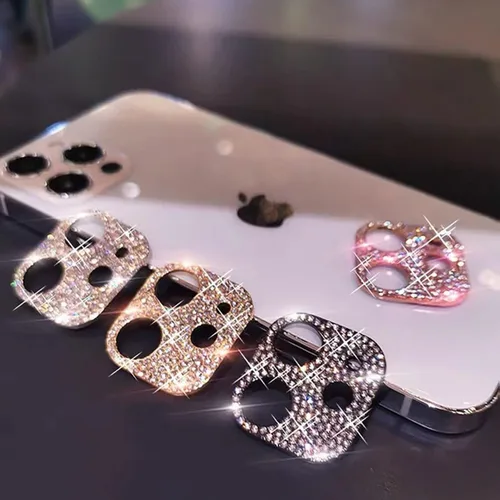 Miniatura 3 de Protector de lente brillante para iPhone 13 Pro Max, cubierta de cámara con purpurina 3D, diamantes de imitación, puntos brillantes, decoración