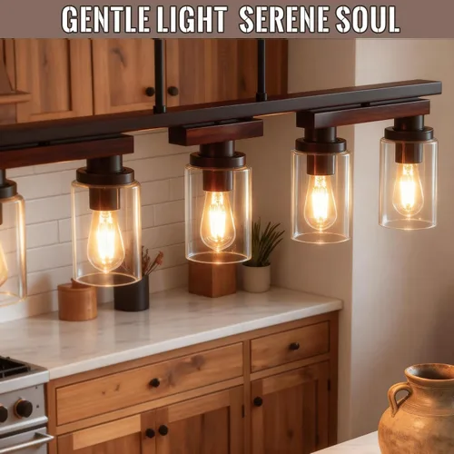 Miniatura 6 de 4 lámparas de isla de cocina y accesorios de iluminación de comedor de granja sobre mesa, colgante rústico ajustable para techo - Diseño giratorio