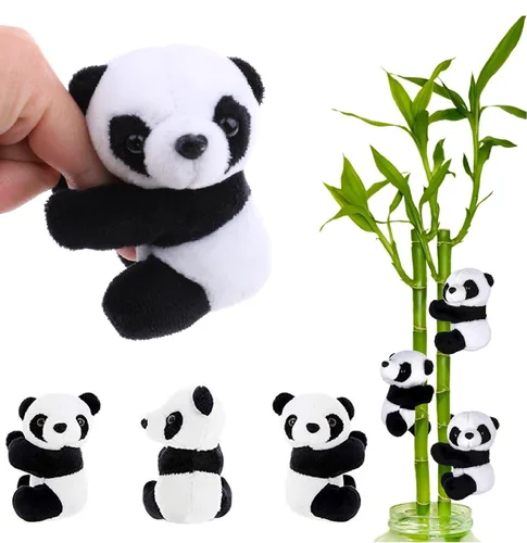 Miniatura 8 de 12 piezas de panda de dedo de peluche de 4 pulgadas, clips de cortina para notas, clips para fotos, lindo juguete de panda para niños, decoración