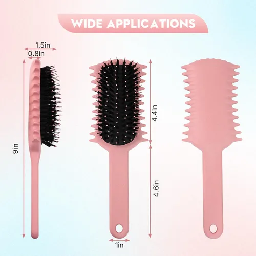 Miniatura 2 de Paquete de 1 cepillo desenredante para ondas y bobinas, reduce el encrespamiento y la rotura, define rizos y añade volumen, mango ergonómico