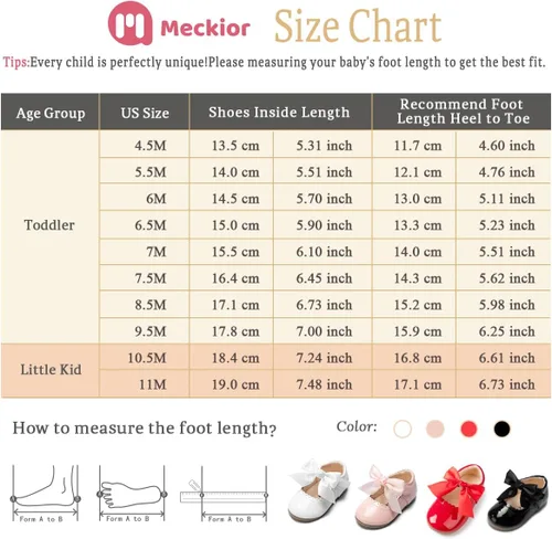 Miniatura 6 de Meckior Toddler Little Girl Mary Jane Dress Shoes Ballet Flats for Girl Party School Shoes Bowknot Princess Shoes