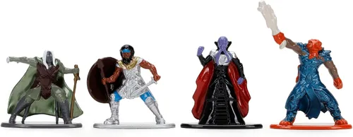 Jada Toys Dungeons & Dragons Nanofigs - Juego de 4 figuras nano coleccionables a presión, Drizzt Drow Elf Ranger, Human Fighter, Dragonborn Cleric,