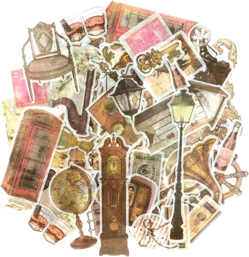allydrew Calcomanías decorativas para álbumes de recortes, Washi, manualidades para papelería, diario, fabricación de tarjetas (60 piezas), vintage