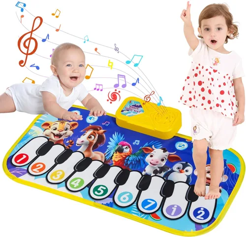 Tapete de piano de suelo para niños pequeños, alfombrillas musicales con sonidos y canciones de animales, juguetes educativos sensoriales para