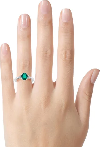Miniatura 2 de FJC Finejewelers 10k White Gold 8x6mm Oval Created Emerald and White Topaz Ring