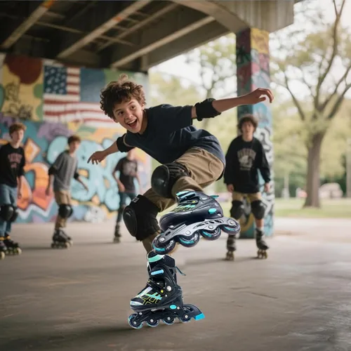 Miniatura 4 de Patines en línea ajustables para niños y adolescentes de 4 a 16 años, todas las 8 ruedas de patines en línea se iluminan, seguras y divertidas