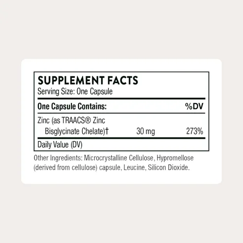 Miniatura 2 de THORNE - Bisglicinato de zinc 30 mg - Apoyo diario para la salud de la piel, los ojos y el sistema inmunológico* - Suplemento de zinc quelado - 60