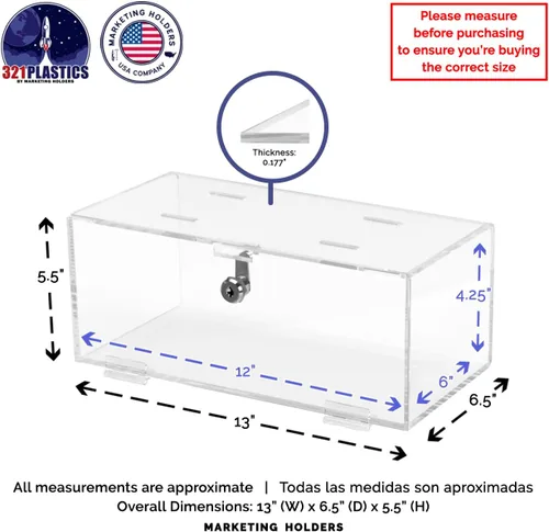 Miniatura 5 de Marketing Holders Cerradura de caja médica con cerradura para refrigerador con llaves de 12 x 6 x 4.25 pulgadas para almacenamiento médico de vacuna