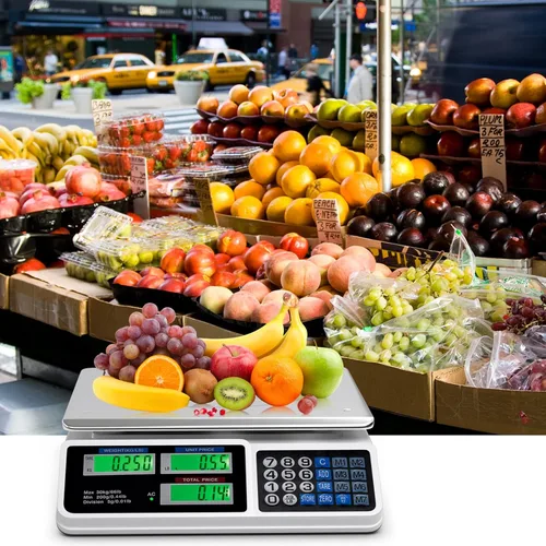 Miniatura 9 de Goplus Báscula de computación de precio de 66 libras, báscula digital comercial de alimentos con plataforma grande de acero inoxidable, función