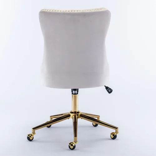 Miniatura 7 de SSLine Elegante silla de escritorio de terciopelo para niñas y mujeres, silla giratoria copetuda para computadora de oficina con ruedas, moderna