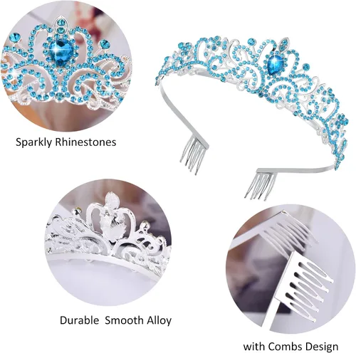 Miniatura 18 de Tiaras de cristal para mujer, fiesta de cumpleaños, princesa, boda, novias, corona, graduación, accesorios para el cabello, regalos con peines