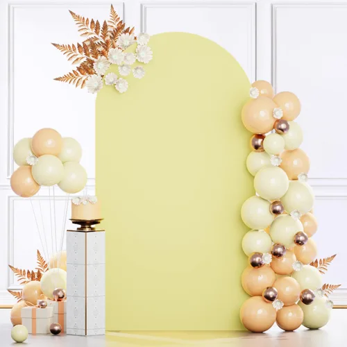 Miniatura 19 de MODFUNS Cubierta de Arco de Boda de 6 pies Beige de Spandex Cubiertas de Arco Chiara Cubierta de Telón de Fondo de Arco para Cubiertas de Arco Telón