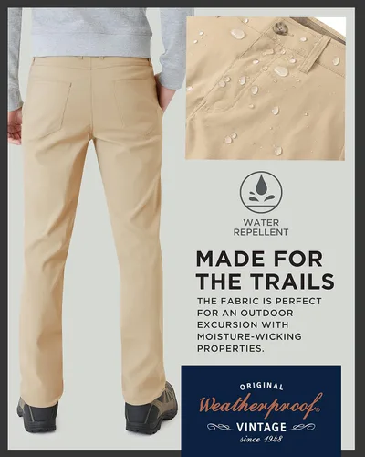 Miniatura 5 de Weatherproof Vintage Pantalones de excursión de ajuste regular para hombre, ultra elásticos, informales, con parte delantera plana