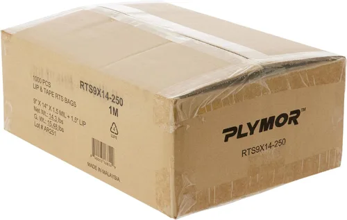 Miniatura 2 de Plymor Bolsas de polietileno con cinta adhesiva permanente y advertencia de asfixia, listas para enviar, 9 x 14 pulgadas (caja de 1000)