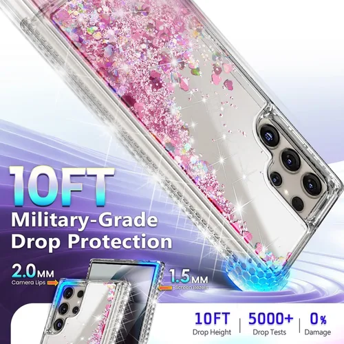 Miniatura 240 de NGB - Funda de teléfono diseñada para Samsung Galaxy S9+ Plus, morado/azul, con purpurina líquida para mujeres y niñas, con protector de pantalla