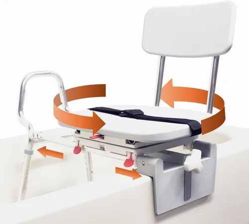 Eagle Health Supplies Silla de ducha deslizante para montaje en bañera, banco de transferencia de bañera con asiento giratorio, apto para FSA/HSA,