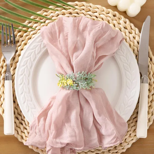 Miniatura 16 de Socomi Servilletas de Gasa Rosa para Otoño y Acción de Gracias, Tela de Queso, Conjunto de 10 Servilletas Lavables de Boho para Cena, Ideales
