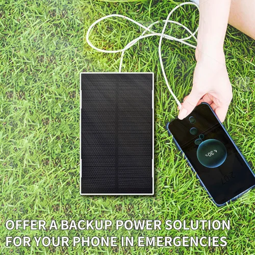 Miniatura 6 de Panel solar de 2 W, cargador solar de batería para teléfono móvil con puerto USB-C, cable de conector para iPhone, aplicación de emergencia al aire