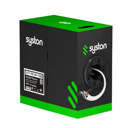 Miniatura 24 de Syston Cable Tech Cat6A+ - Cable Ethernet crudo a granel negro a granel 700 MHz 20 pies 23AWG 4pr par trenzado sin blindaje UTP cobre sólido desnudo
