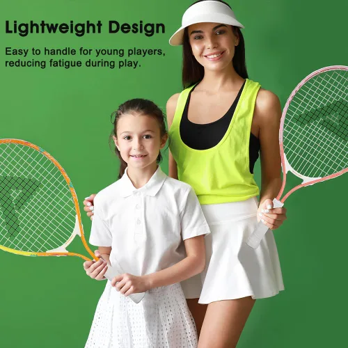 Miniatura 6 de AMA SPORT Raqueta de tenis para niños pequeños, kit de iniciación de raqueta de tenis de 17 a 25 pulgadas para niñas y niños con bolsa de nailon