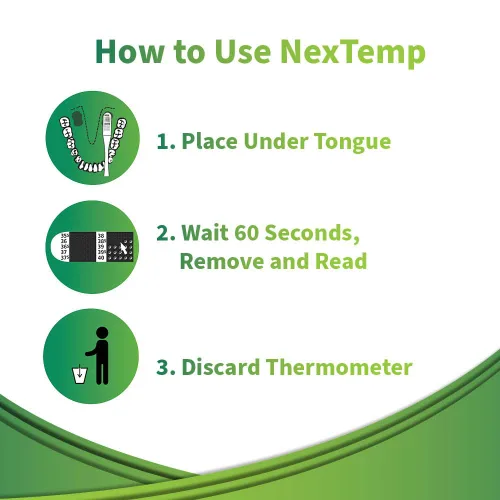 Miniatura 5 de NexTemp Termómetro desechable (paquete de 100 unidades, Celsius), termómetro oral para adultos, de un solo uso, sin batería, higiénico, lecturas