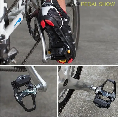 Miniatura 7 de BESTYMXY Pedales de bicicleta Pedales de bicicleta de carretera Pedales ultraligeros compatibles con Shimano SPD-SL + juego de tacos + cubiertas