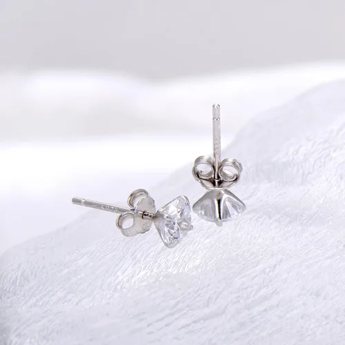 Miniatura 3 de Pendientes de tuerca de 3 mm con circonita cúbica pequeña y diamantes de plata de ley para perforación