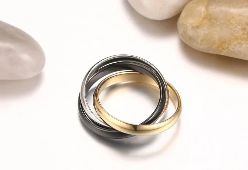 Miniatura 4 de VNOX Anillo de acero inoxidable para mujer, tricolor, entrelazado, para boda, compromiso