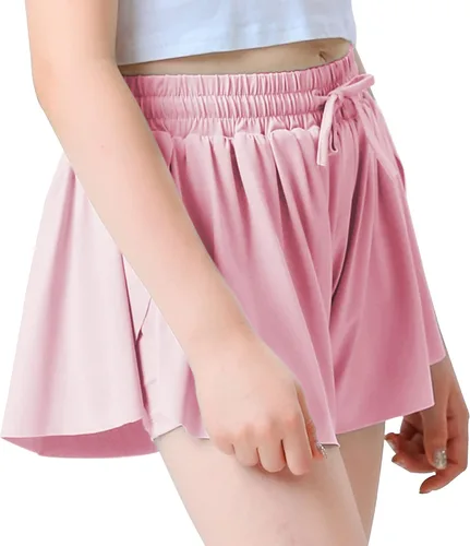 Miniatura 3 de Pantalones cortos fluidos de mariposa para niñas, pantalones cortos deportivos para niños pequeños, faldas de tenis 2 en 1, pantalones cortos