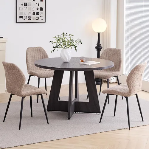 Miniatura 14 de Juego de mesa de comedor redonda de 47 pulgadas para 4 con sillas, mesa de cocina y sillas, juego de sillas modernas de mediados de siglo con patas