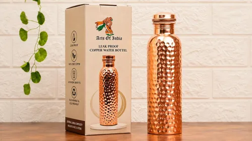 Miniatura 7 de Pure Copper Water Bottle with Copper Tumbler - 34 Oz Extra Large - Ayurvedic Vessel For Drinking - Drink More Water, Lower Your Sugar Intake And