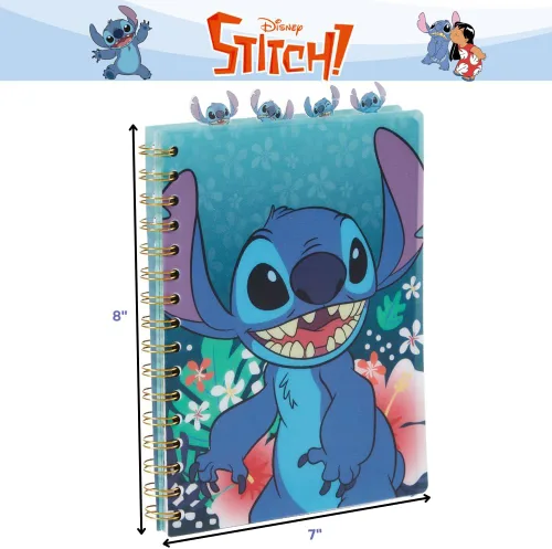 Miniatura 5 de Stitch Tab - Cuaderno de diario, encuadernado en espiral, 96 páginas rayadas, 8 x 7 pulgadas, color azul