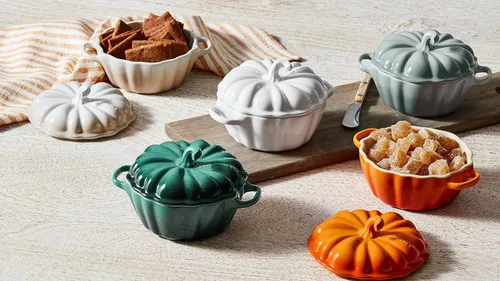 Miniatura 5 de Le Creuset Gres Figural Calabaza Petite Cocotte, 12 oz., Caqui Naranja (Persimmon)