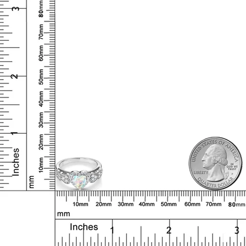 Miniatura 5 de Gem Stone King Anillo de compromiso de plata de ley 925 con piedra natal y corazón, forma de corazón de 0.236 pulgadas, anillo de compromiso de boda