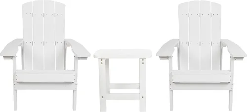 Miniatura 15 de Flash Furniture Sawyer Commercial Adirondack Style - Juego de patio, poliresina negra, resistente a la intemperie